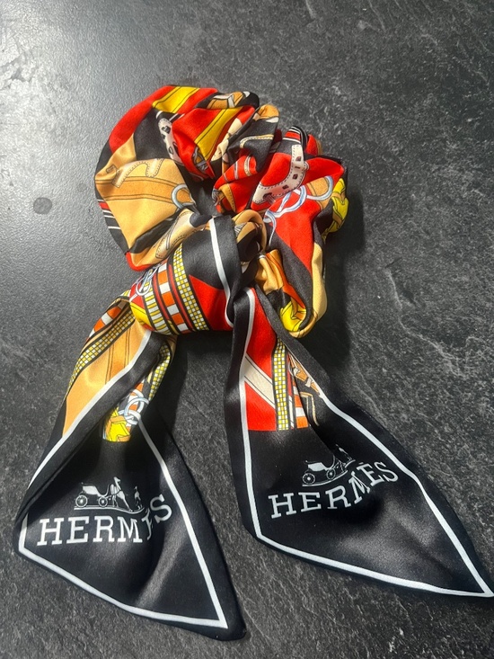 Hand Crafted Black Luxury Printed Scrunchie NEW
